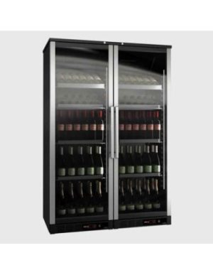 VITRINE VERTICALE A VIN EN BOIS 2 PORTES