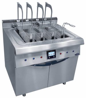 Friteuse professionnelle électrique haut-
rendement 2 x 23 Litres avec relevage